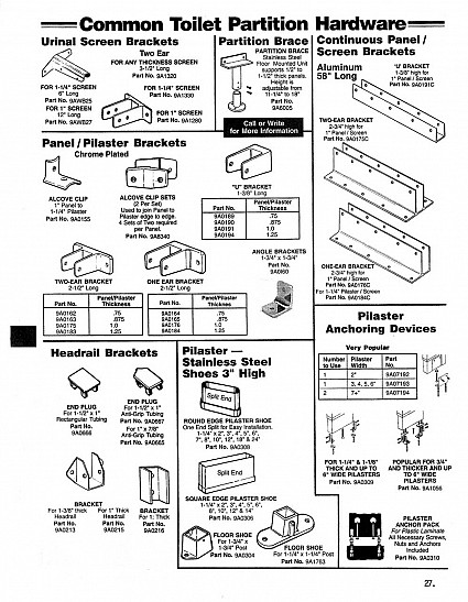 Toilet partition hardware - common replacement hardware
